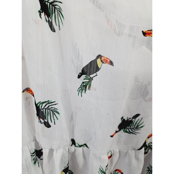 Torrid Women's White Sheer Tucan Print Tank Blouse In Size 4X - Picture 3 of 5